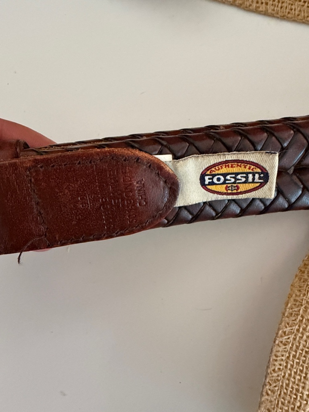 Fossil Leather Belt Braided Brass Buckle Distressed 112472 Brown Sz 90/36 - Picture 5 of 11
